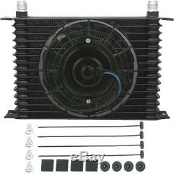 15 Row High Performance Transmission Oil Cooler 8 Electric Fan Kit Heavy Duty