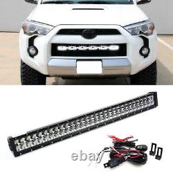 180W 30 LED Light Bar with Lower Bumper Bracket, Wiring For 14-21 Toyota 4Runner