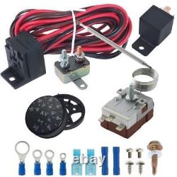 20 Row Heavy Duty Trans-mission Oil Cooler Fan Adjustable Thermo-stat Switch Kit