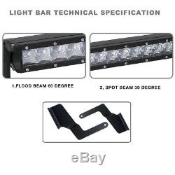 30 32 LED Light Bar + Hidden Bumper Mount Brackets For 2005-2018 Toyota Tacoma