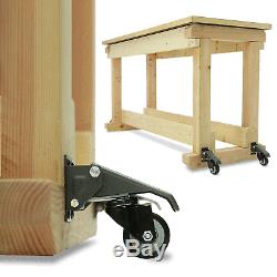 4 Workbench Caster Kit Heavy Duty Castor Wheels Work Bench Furniture Table DIY