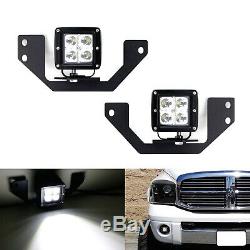 40W CREE LED Pods withFoglight Opening Mounting Bracket Wiring For 02-08 Dodge RAM