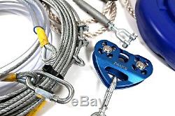 50 mtr Commercial Zip Line Complete Kit Galv Steel Wire 8.0mm Dia Heavy duty