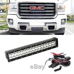 96W LED Light Bar with Lower Bumper Bracket, Wiring For 15-up GMC Sierra 2500 3500