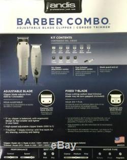 ANDIS BARBER COMBO #66325 Heavy Duty Clipper & T-Outliner Trimmer Pro Combo Kit