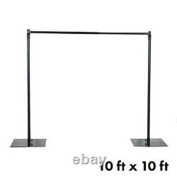 BLACK 10 x 10 ft Photo Backdrop Heavy Duty Stand Kit with Weighted Steel Base