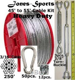 Batting Cage Cable Suspension Kit 55' Heavy Duty In/Out Door Baseball Softball