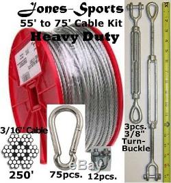 Batting Cage Cable Suspension Kit 70' Heavy Duty In/Out Door Baseball Softball
