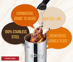 CONCORD Stainless Steel Heavy Duty Turkey Fryer Kit with Rack, Slicer, and more