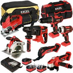 Excel 18V 7 Piece Power Tool Kit with 3 x 5.0Ah Batteries Charger & Bag EXL5046
