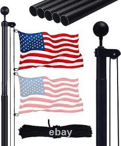 Flag Pole Kit Extra Thick Heavy Duty Aluminum Flagpole Outsides 25 FT Black