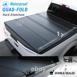 Hard Quad Fold Tonneau Cover For 19-2021 Ram 1500 5.7ft Bed Waterproof Aluminum