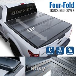 Hard Quad Fold Tonneau Cover For 2009-2021 F-150 5.5ft Bed Waterproof Aluminum