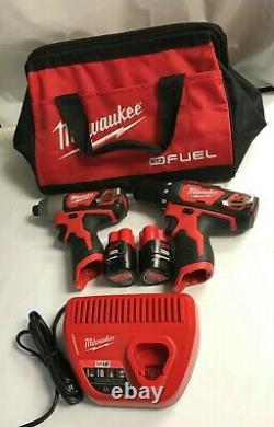 Milwaukee 2494-22 M12 3/8 in. Drill Driver and 1/4 in. Hex Impact Driver Kit LN