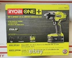 RYOBI ONE+ 18V Cordless 3-Speed 1/2 Impact Wrench Kit, Battery + Charger P261K