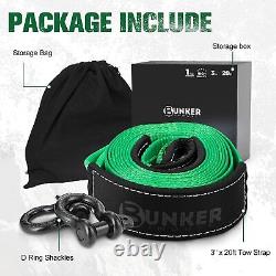 Tow Strap Recovery Kit, 3 x 20ft 30,000 lbs Heavy Duty Snatch Strap+Shackles