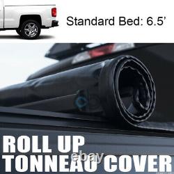 S’adapte 14-18 Chevy Silverado/gmc Sierra 6.5 Ft 78 Bed Roll-up Soft Tonneau Cover