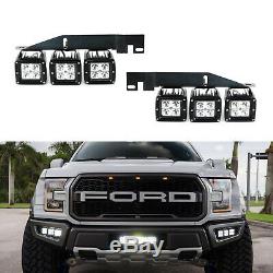 Triple 120w Led Light Kit Brouillard Withlower Pare-chocs Support / Câblages Pour 17+ Ford Raptor